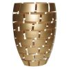 12" Gold And Clear Geometric Oval Lead Free Crystal Table Vase