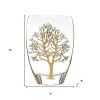 12" Clear And Gold Tree Of Life Oval Lead Free Crystal Table Vase