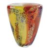 8" Orange Red and Yellow Murano Glass Abstract Oval Table Vase