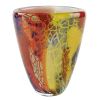8" Orange Red and Yellow Murano Glass Abstract Oval Table Vase