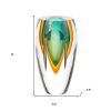 8" Green Abstract Cylinder Murano Glass Table Vase