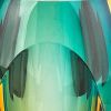 8" Green Abstract Cylinder Murano Glass Table Vase