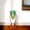 8" Green Abstract Cylinder Murano Glass Table Vase