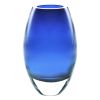 9" Blue Oval Lead Free Crystal Table Vase