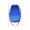 9" Blue Oval Lead Free Crystal Table Vase