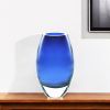 9" Blue Oval Lead Free Crystal Table Vase
