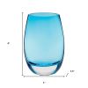 8" Aqua Blue And Clear Oval Lead Free Crystal Table Vase