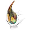 17" Red and Yellow Murano Glass Fish Figurine Tabletop Sculpture