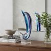 14" Blue Murano Glass Dolphin Figurine Tabletop Sculpture