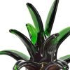 9" Amber And Green Mouth Blown Art Glass Pineapple Sculpture