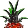 9" Amber And Green Mouth Blown Art Glass Pineapple Sculpture