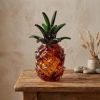 9" Amber And Green Mouth Blown Art Glass Pineapple Sculpture