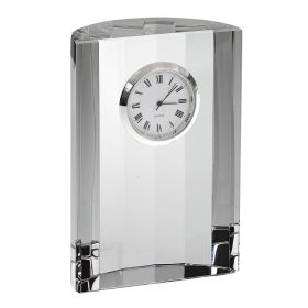 5" Silver Crystal Table Clock
