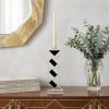 Black Crystal Geometric Tabletop Pillar Candle Holders