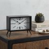 11" Black And White Metal Table Clock