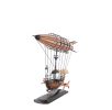 12" Pink And Orange Metal Hand Painted Model Airplane