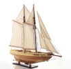 24" Brown Solid Wood Hand Painted Model Boat
