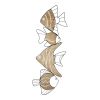 34" X 12" Natural and Black Fish Wood and Metal Hanging Dimensional Sculpture