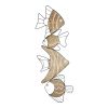 34" X 12" Natural and Black Fish Wood and Metal Hanging Dimensional Sculpture