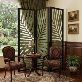 67" Green Solid Wood Panel Screen Room Divider