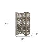 67" Gray Solid Wood Panel Screen Room Divider
