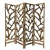 84" Brown Solid WoodFolding Four Panel Screen Room Divider