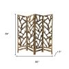 84" Brown Solid WoodFolding Four Panel Screen Room Divider