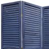 67" Dark Blue Solid Wood Folding Three Panel Screen Room Divider