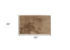 3' X 5' Taupe Shag Hand Knotted Area Rug