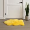 2' X 3' Yellow New Zealand Lambs Wool Handmade Area Rug