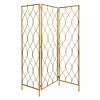 71" Gold Iron Folding Three Panel Screen Room Divider
