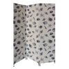 71" Blue and Beige Fabric Folding Three Panel Screen Room Divider