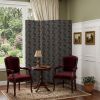 71" Black and White Fabric Folding Three Panel Screen Room Divider