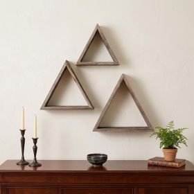 Set of Three Gray Wood Square Hanging Dimensional Sculpture