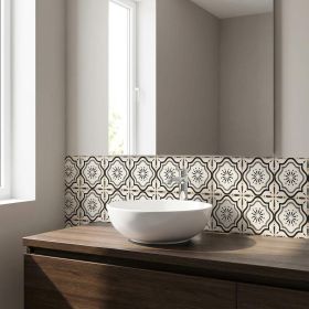 8" X 8" Black And White Mosaic Peel And Stick Removable Tiles