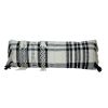 12" X 35" Black and White Plaid Cotton Lumbar Throw Pillow With Fringe
