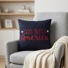 20" Navy Blue Red And White God Bless America Text Cotton Throw Pillow