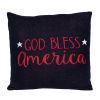20" Navy Blue Red And White God Bless America Text Cotton Throw Pillow