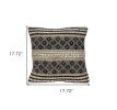 18" Natural Charcoal And Cream Geometric Cotton Blend Throw Pillow