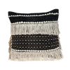 18" Black and Ivory Striped Cotton Blend Throw Pillow with Texture