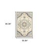 5' X 8' Blue And Ivory Bohemian Area Rug