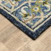 8' Blue And Gold Wool Hand Tufted Runner Rug