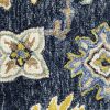 8' Blue And Gold Wool Hand Tufted Runner Rug