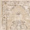 8' Beige And Ivory Medallion Runner Rug