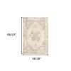 4' X 6' Beige And Ivory Center Jewel Area Rug