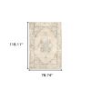 7' X 9' Beige And Ivory Center Jewel Area Rug