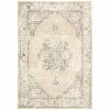 9' X 12' Beige And Ivory Center Jewel Area Rug
