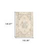 9' X 12' Beige And Ivory Center Jewel Area Rug