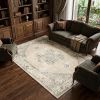 9' X 12' Beige And Ivory Center Jewel Area Rug