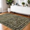 4' X 6' Green And Brown Floral Area Rug